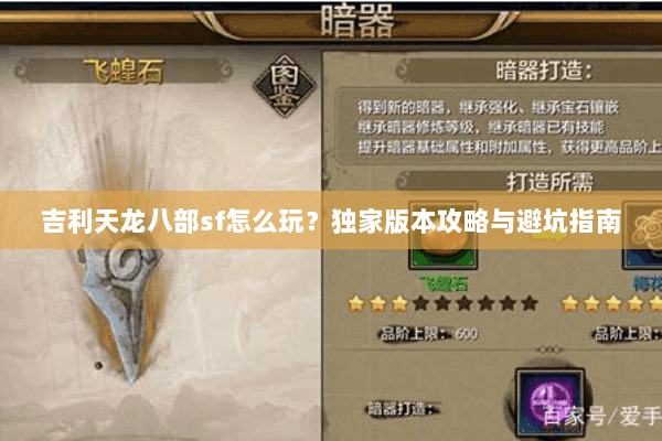 吉利天龙八部sf怎么玩？独家版本攻略与避坑指南