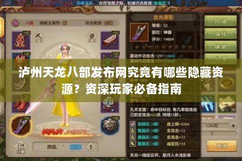 泸州天龙八部发布网究竟有哪些隐藏资源？资深玩家必备指南