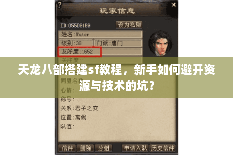 天龙八部搭建sf教程，新手如何避开资源与技术的坑？