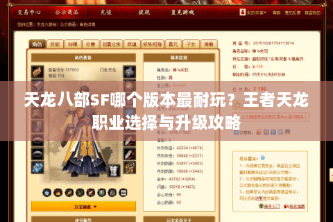天龙八部SF哪个版本最耐玩？王者天龙职业选择与升级攻略