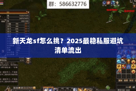 新天龙sf怎么挑?2025最稳私服避坑清单流出 新天龙sf怎么挑?2025最稳私服避坑清单流出