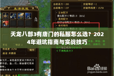 天龙八部3有唐门的私服怎么选?2024年避坑指南与实战技巧 天龙八部3有唐门的私服怎么选?2024年避坑指南与实战技巧