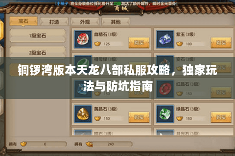 铜锣湾版本天龙八部私服攻略，独家玩法与防坑指南