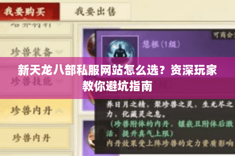 新天龙八部私服网站怎么选？资深玩家教你避坑指南