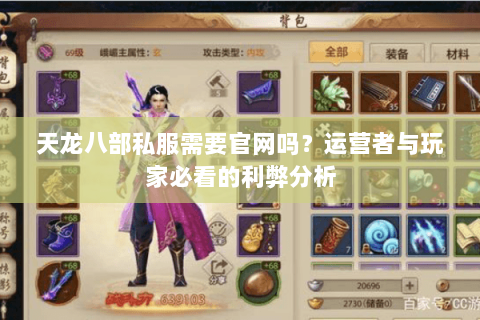 天龙八部私服需要官网吗？运营者与玩家必看的利弊分析