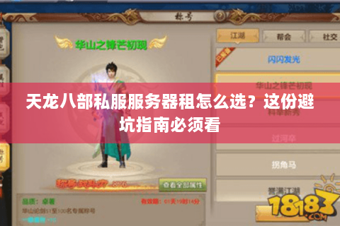 天龙八部私服服务器租怎么选？这份避坑指南必须看
