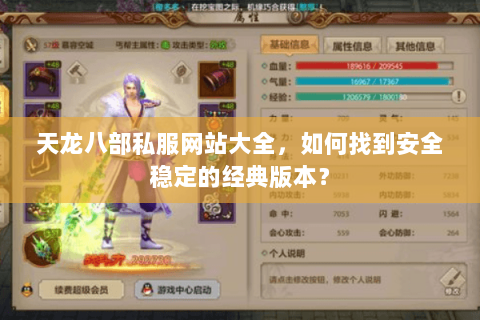 天龙八部私服网站大全，如何找到安全稳定的经典版本？