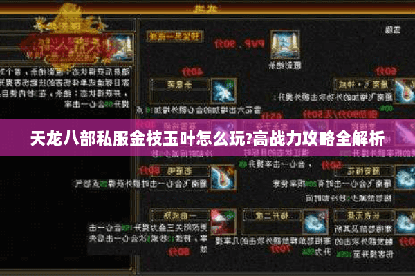 天龙八部私服金枝玉叶怎么玩?高战力攻略全解析