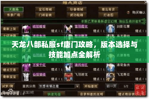 天龙八部私服sf唐门攻略，版本选择与技能加点全解析