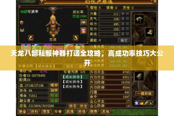 天龙八部私服神器打造全攻略，高成功率技巧大公开