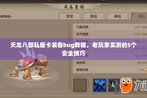 天龙八部私服卡装备bug教程，老玩家实测的5个安全技巧