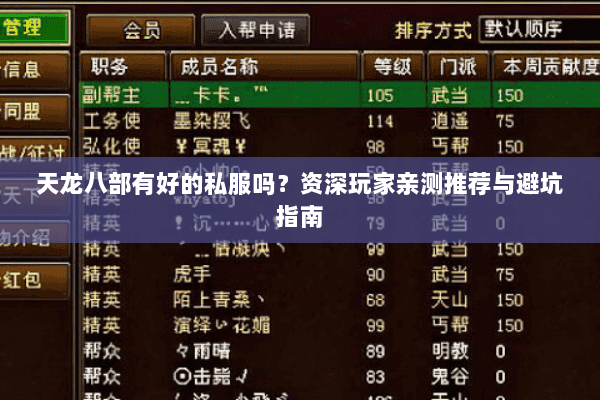 天龙八部有好的私服吗？资深玩家亲测推荐与避坑指南