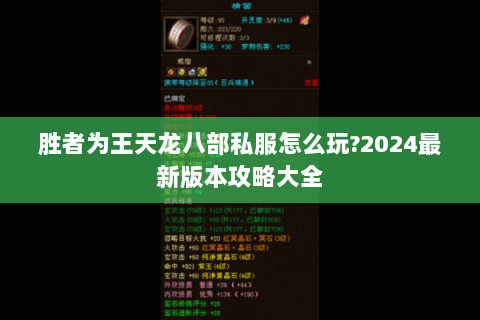 胜者为王天龙八部私服怎么玩?2024最新版本攻略大全