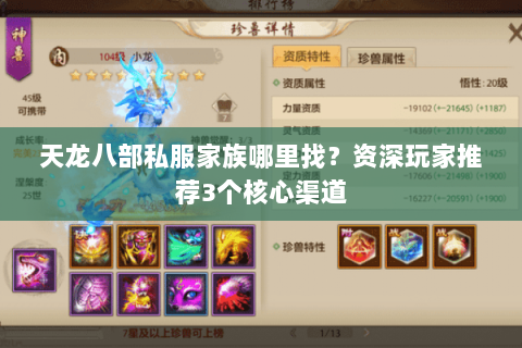 天龙八部私服家族哪里找？资深玩家推荐3个核心渠道