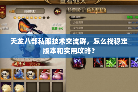 天龙八部私服技术交流群，怎么找稳定版本和实用攻略？