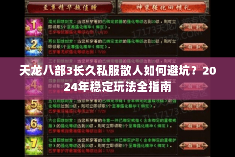 天龙八部3长久私服散人如何避坑？2024年稳定玩法全指南