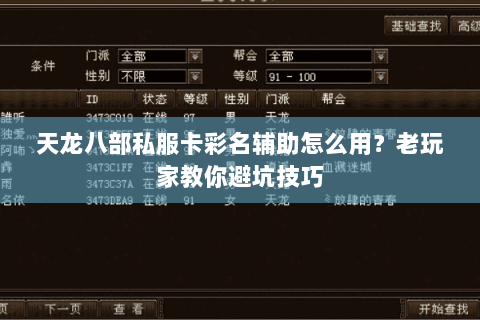 天龙八部私服卡彩名辅助怎么用？老玩家教你避坑技巧