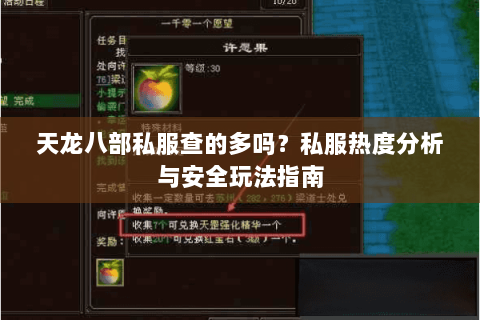 天龙八部私服查的多吗？私服热度分析与安全玩法指南
