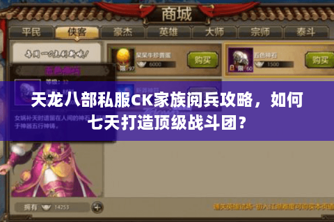 天龙八部私服CK家族阅兵攻略，如何七天打造顶级战斗团？