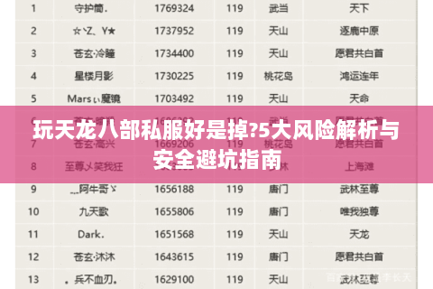 玩天龙八部私服好是掉?5大风险解析与安全避坑指南