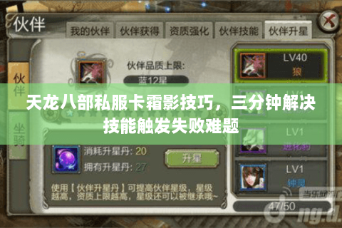 天龙八部私服卡霜影技巧，三分钟解决技能触发失败难题