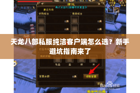 天龙八部私服纯洁客户端怎么选？新手避坑指南来了