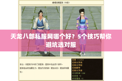 天龙八部私服网哪个好？5个技巧帮你避坑选对服
