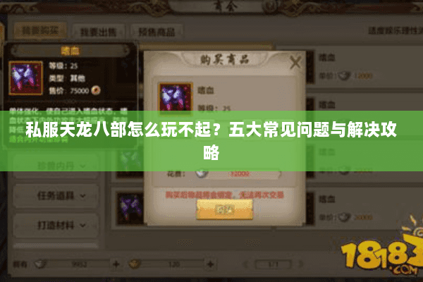 私服天龙八部怎么玩不起？五大常见问题与解决攻略