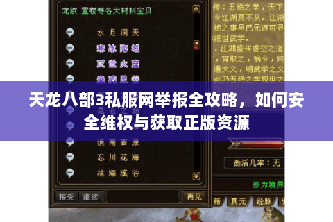 天龙八部3私服网举报全攻略，如何安全维权与获取正版资源