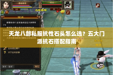 天龙八部私服抗性石头怎么选？五大门派抗石搭配指南