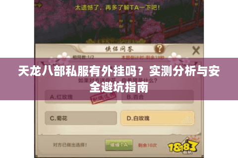 天龙八部私服有外挂吗？实测分析与安全避坑指南