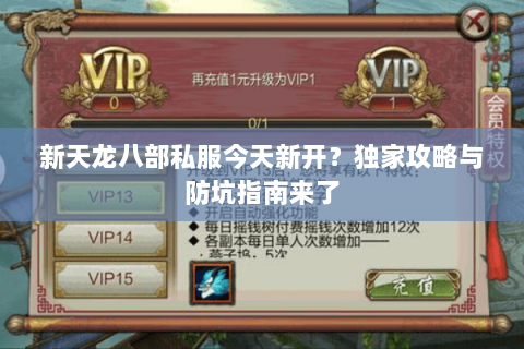 新天龙八部私服今天新开？独家攻略与防坑指南来了