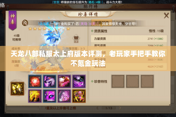 天龙八部私服太上府版本评测，老玩家手把手教你不氪金玩法