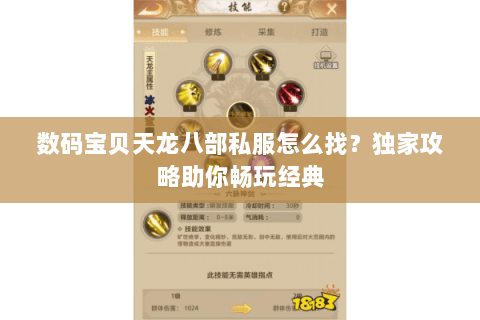 数码宝贝天龙八部私服怎么找？独家攻略助你畅玩经典