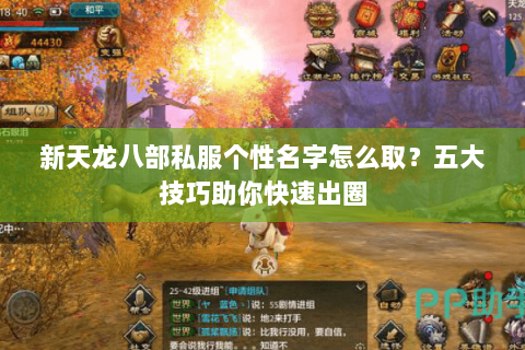新天龙八部私服个性名字怎么取？五大技巧助你快速出圈