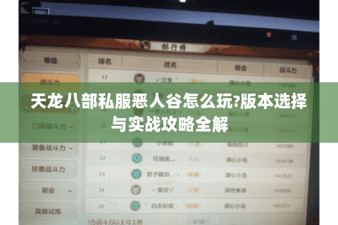 天龙八部私服恶人谷怎么玩?版本选择与实战攻略全解