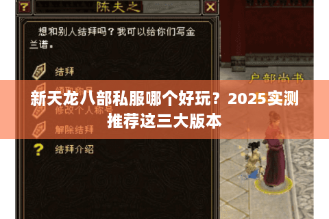 新天龙八部私服哪个好玩？2025实测推荐这三大版本