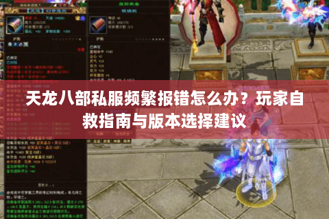 天龙八部私服频繁报错怎么办？玩家自救指南与版本选择建议