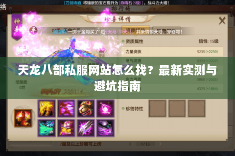 天龙八部私服网站怎么找？最新实测与避坑指南