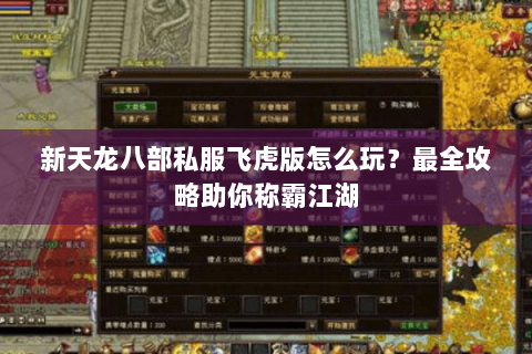 新天龙八部私服飞虎版怎么玩？最全攻略助你称霸江湖