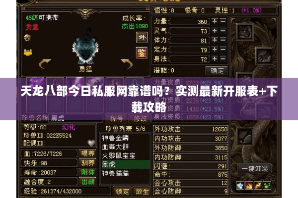 天龙八部今日私服网靠谱吗？实测最新开服表+下载攻略