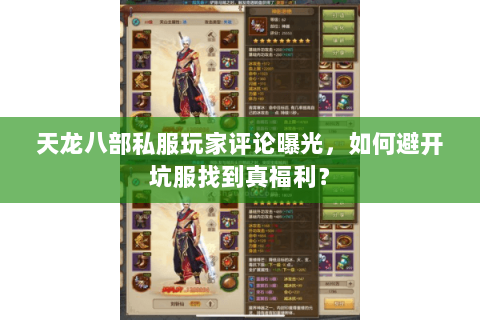 天龙八部私服玩家评论曝光，如何避开坑服找到真福利？
