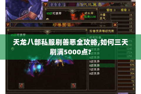 天龙八部私服刷善恶全攻略,如何三天刷满5000点?
