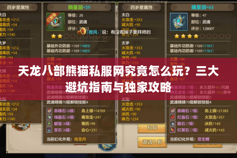 天龙八部熊猫私服网究竟怎么玩？三大避坑指南与独家攻略