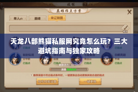 天龙八部熊猫私服网究竟怎么玩？三大避坑指南与独家攻略