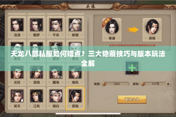 天龙八部私服如何赠点？三大隐藏技巧与版本玩法全解