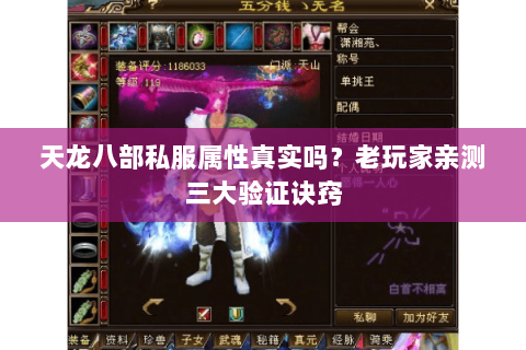 天龙八部私服属性真实吗？老玩家亲测三大验证诀窍