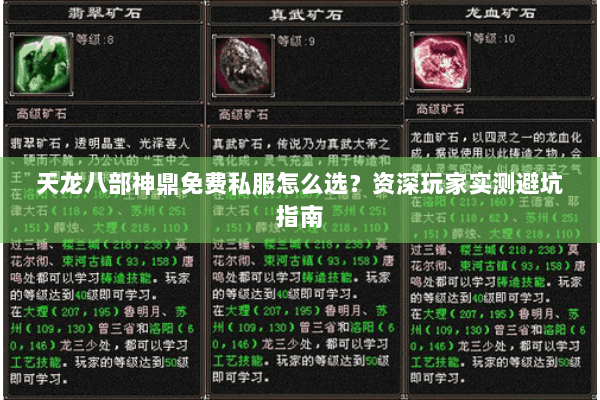 天龙八部神鼎免费私服怎么选？资深玩家实测避坑指南