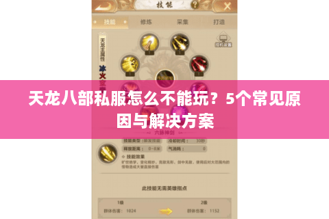 天龙八部私服怎么不能玩？5个常见原因与解决方案