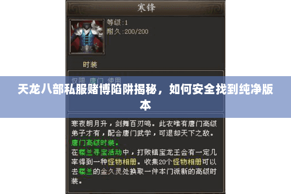 天龙八部私服赌博陷阱揭秘，如何安全找到纯净版本